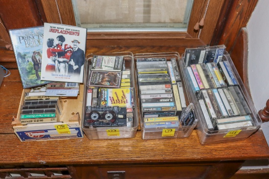 4 boxes of casettes and 2 DVDs