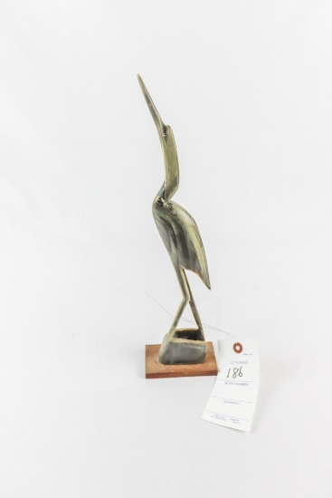 15" flamingo / bird carved from buffalo horn 1975