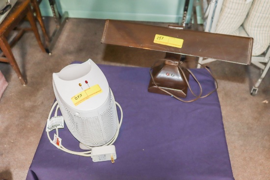Vintage Desk Lamp and Small Space Heater