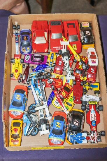Flat with die cast nascar and racecars