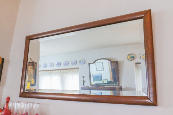 Oak Antique Beveled Mirror (22x42) & Picture