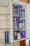 Contents of Cabinet Travel Mugs Coke Pepsi Colts