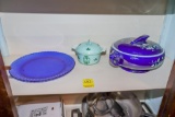 Hall Covered Dish / Enamelware Covered Bowl / Blue Plate