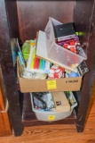 Large assortment of office supplies and x-acto tool
