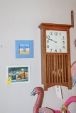 Mission style wall clock and 3 other wall decorations