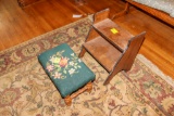 Needlepoint Footstool and small wooden step
