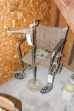 Wheelchair and ornate bathroom towel holder