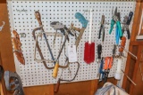 Hand tools on peg board