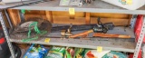 2 Fishing Poles and 2 Knives, fish basket
