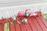 4 Wire and Glass Globe Flamingo Yard Decorations & 2 Plastic Flamingo Decorations