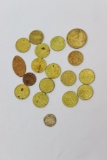 Assortment of tokens, bridge token, pressed penny