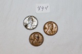 3 Pennies / 1942, 1943 and 1957D