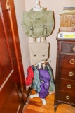 Purses Handbags and Wooden Stand