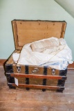 Wood Steamer Trunk full of bedding
