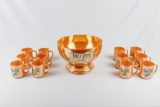 Tom & Jerry Punch Bowl on base with 12 mugs