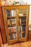 Wooden Glass Door Cabinet 36x60x13 (Intentional notch in back corner) (no contents)