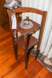 Wooden Smoking Stand with Glass Ashtray