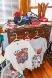 Chicago Bulls hat, pennant, childs shirt, and boots