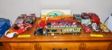 Nascar and other Racecars, cars, Semi's, Tanker on top of dresser (some need repair)