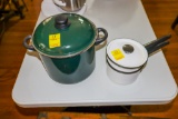 Enamelware Double Bouler and large stock pan