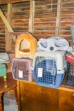 2 Pet carriers and box with pet beds