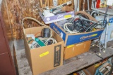 2 Boxes of Connectors, remotes, wires, office supplies