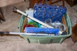 2 Galvanized buckets, bird items, toes and winter items