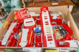 Large Box of fire engines and fireman toys