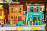 Fisher Price Sesame Street and other Play House with some figures (1 house has damage)
