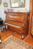 Bush & Gerts Chicago Burled Walnut Upright Piano (on first floor / 4 steps to sidewalk