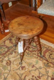 Walnut Antique Glass Ball Foot Piano / Organ Stool