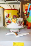 Ceramic cake plate with server