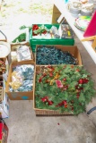 4 Boxes of Christmas Wreaths, garled and décor