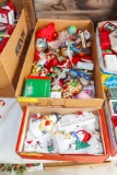 2 Boxes with snowmen and Christmas Ornaments