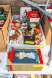 Box of Christmas Ornaments and Angel Tree Topper