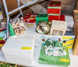 Christmas Villages and box of Christmas décor