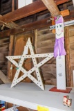 Lighted wooden star and Stand up snowman