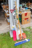 Assorted Shovels, hoe, mop and broom
