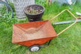 Vintage Radio Cart Wheel Barrel and large planter