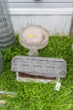 Cement Birdbath and bird feeder