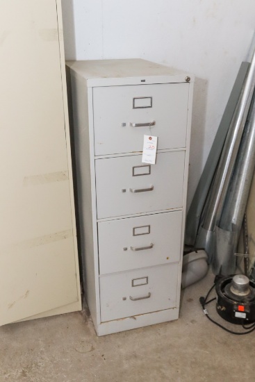 4 Drawer Metal Filing Cabinet and Contents, Rope and Chains, Misc Hardware, Spray Paint