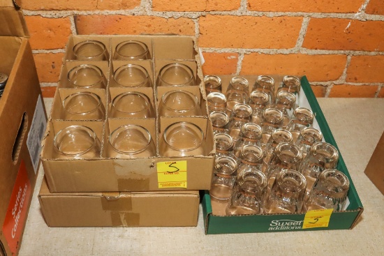 (2) Boxes of Small Candle Votives and Flat of Shot Glasses
