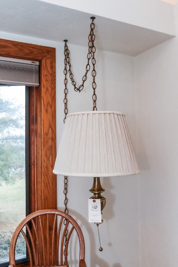 Polished Brass Hanging Light Fixture With Chain