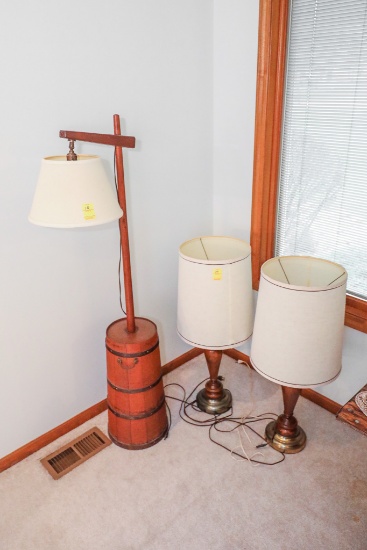 2 Matching Table Lamps & Floor Lamp