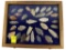 Native American Indian - Wood Case Of 32 Arrowheads
