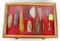 Native American Indian - Wood Case Of 11 Large Drills And Points