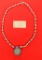 Native American Indian - Fur Trade Token With Trade Bead Necklace