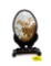 Framed Oriental Scene - Intricately Carved Wood Behind Glass