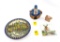 Hand Carved Game Box, some damage; Window Trivet; Jerusalem Platter; Decorative Bottle