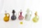 (5) Cruets - (1) Fenton LG Wright Cased; (1) American Art Glass Threaded Iridescent;